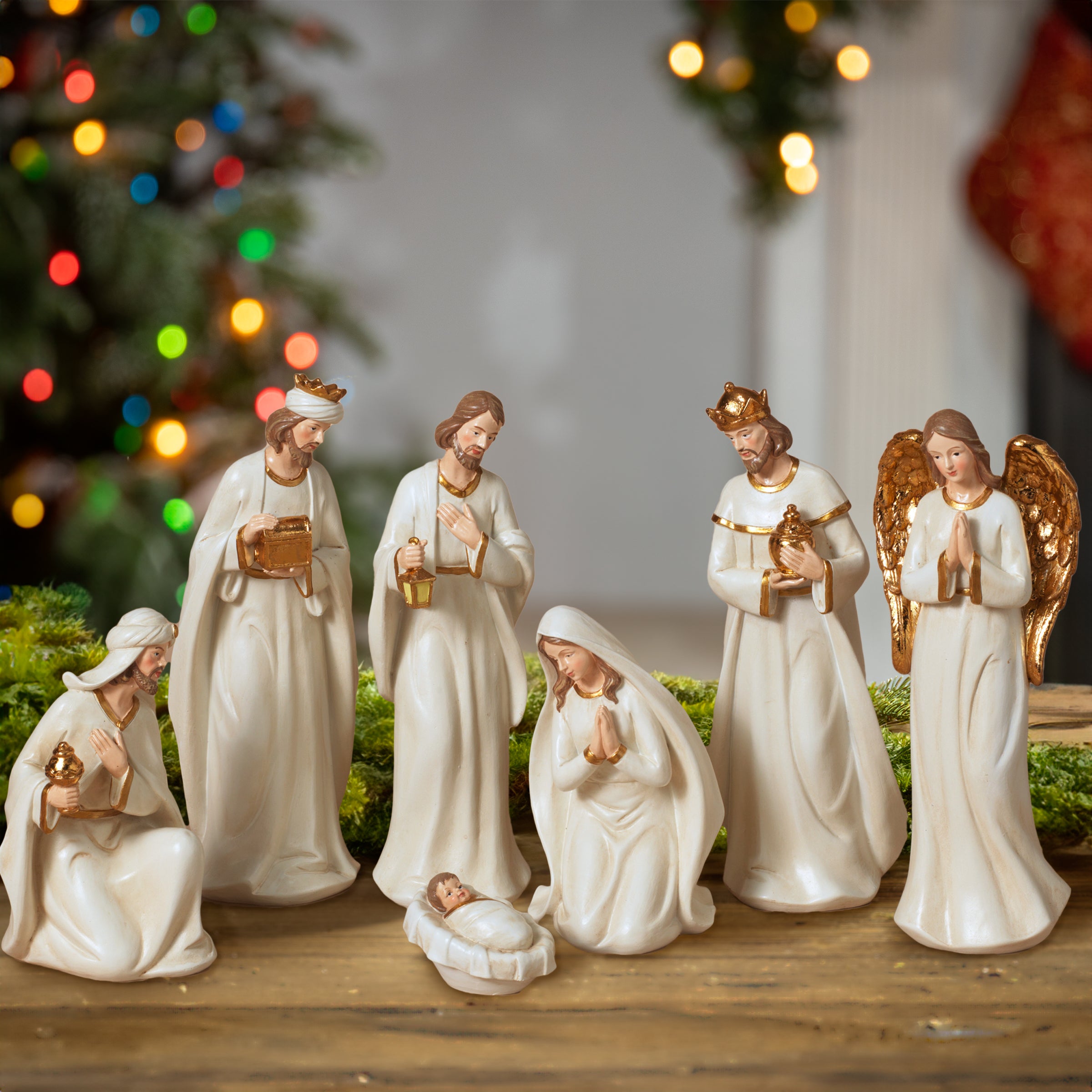 7 Piece Resin Traditional Religious Christmas Nativity Scene